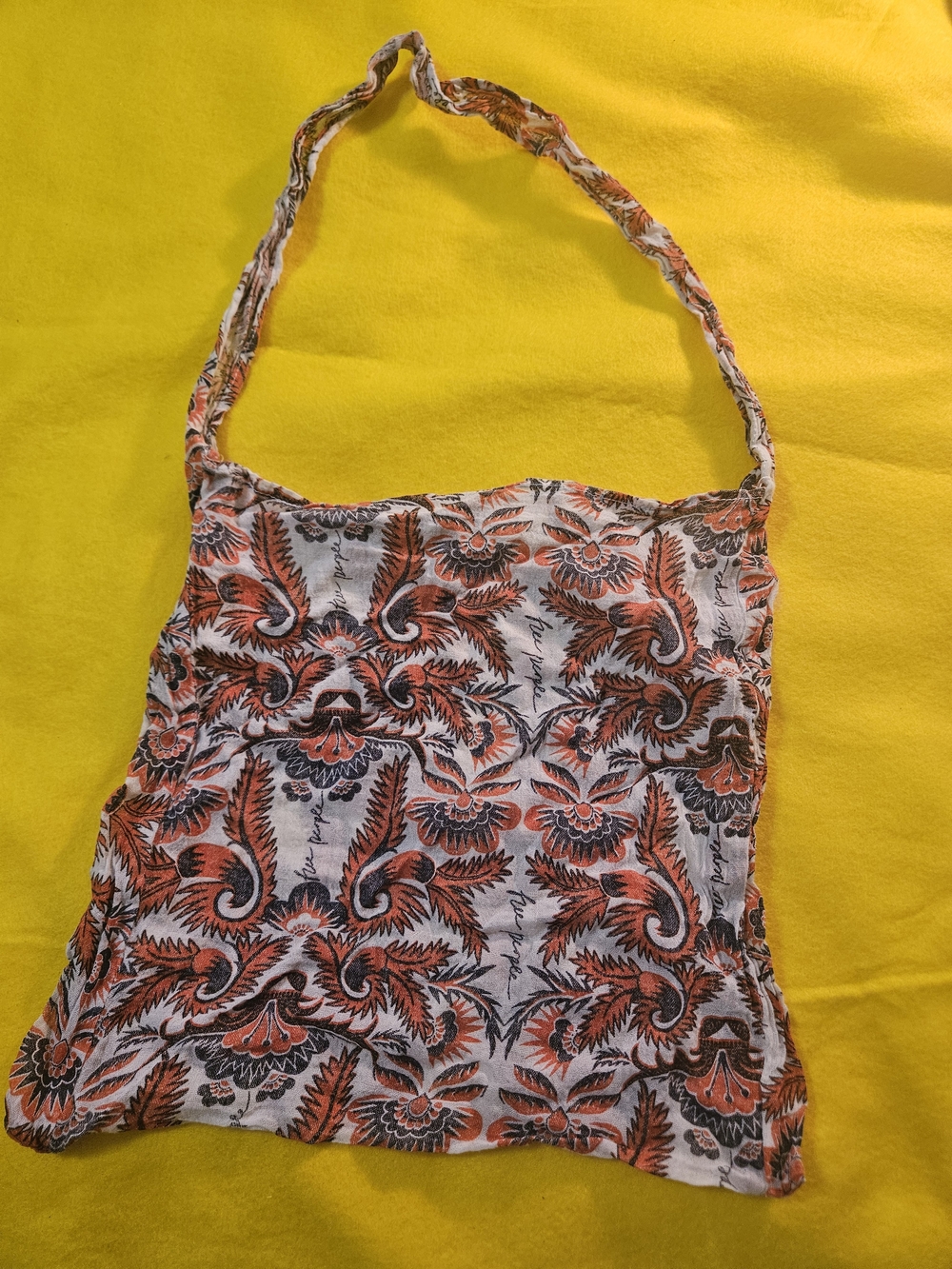 Free People Printed Hobo Bag in White, Orange, and Brown